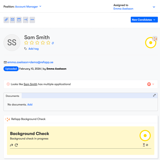 Background check status ongoing