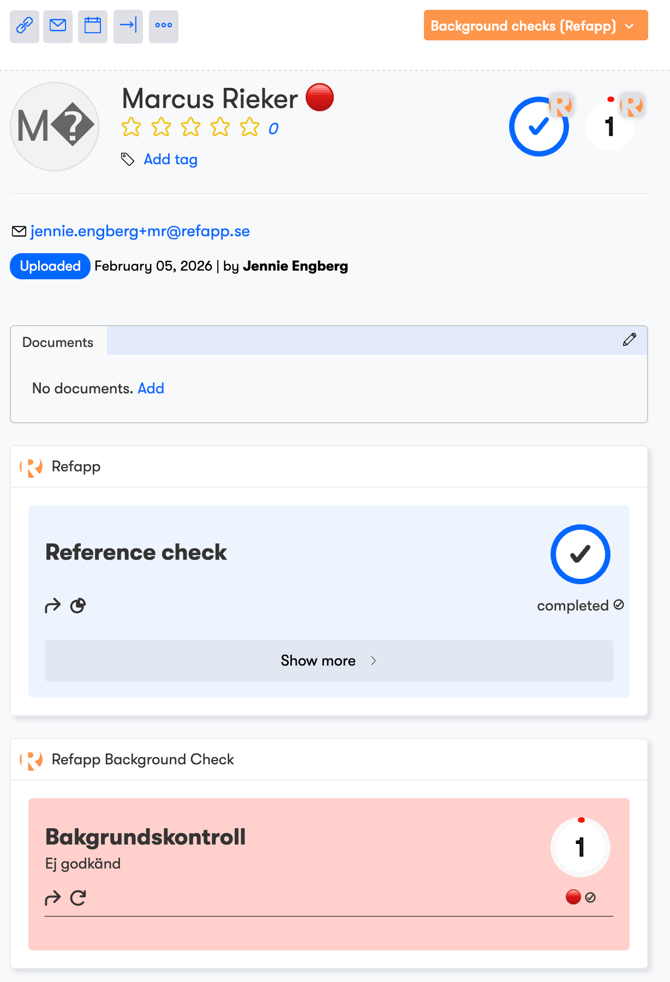 Bakgrundskontroll status ej godkänd