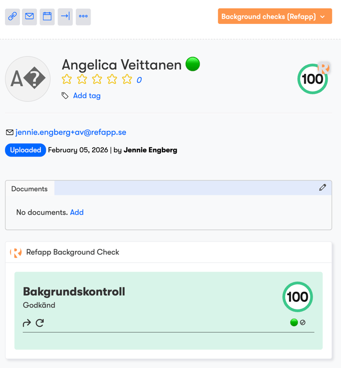 Bakgrundskontroll status godkänd