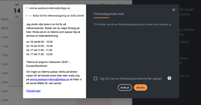 Referenssamtal: Mailutskick till referens