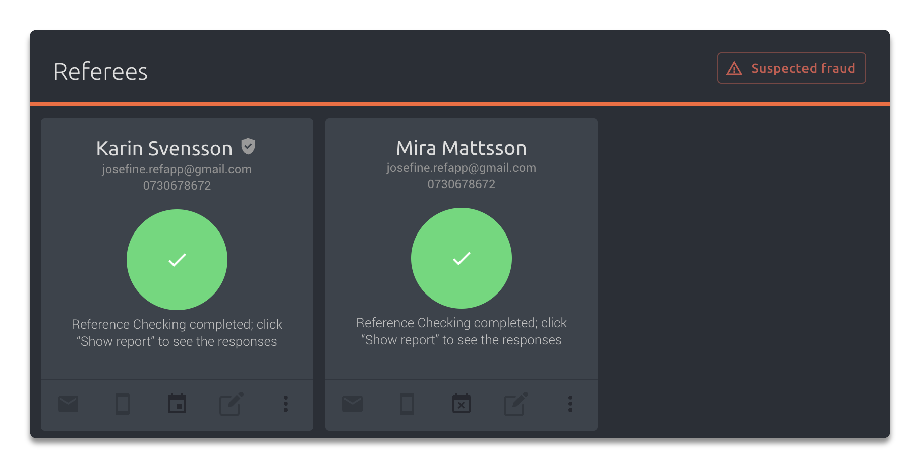 How do I act when Refapp alerts for suspected fraud in my reference check?
